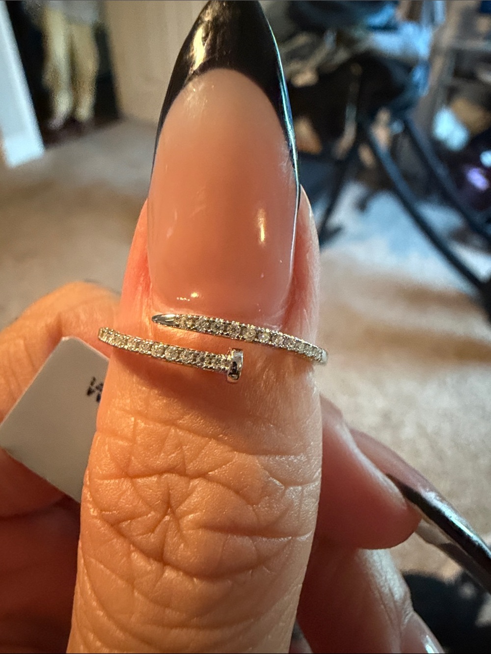 Sterling Silver Pavé Wrap Nail Ring - Silver